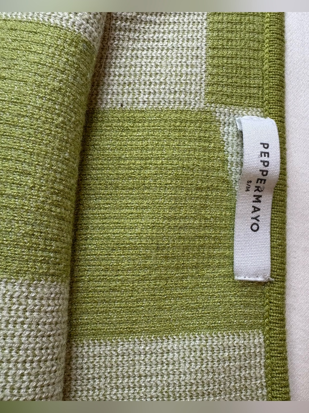 Green and Cream Halter Knit Dress - Picture 2 of 3